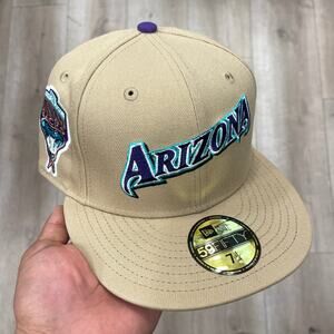 New Era 59FIFTY Arizona Diamondbacks fitted hat cap Tan Purple size 7 1/4 B10